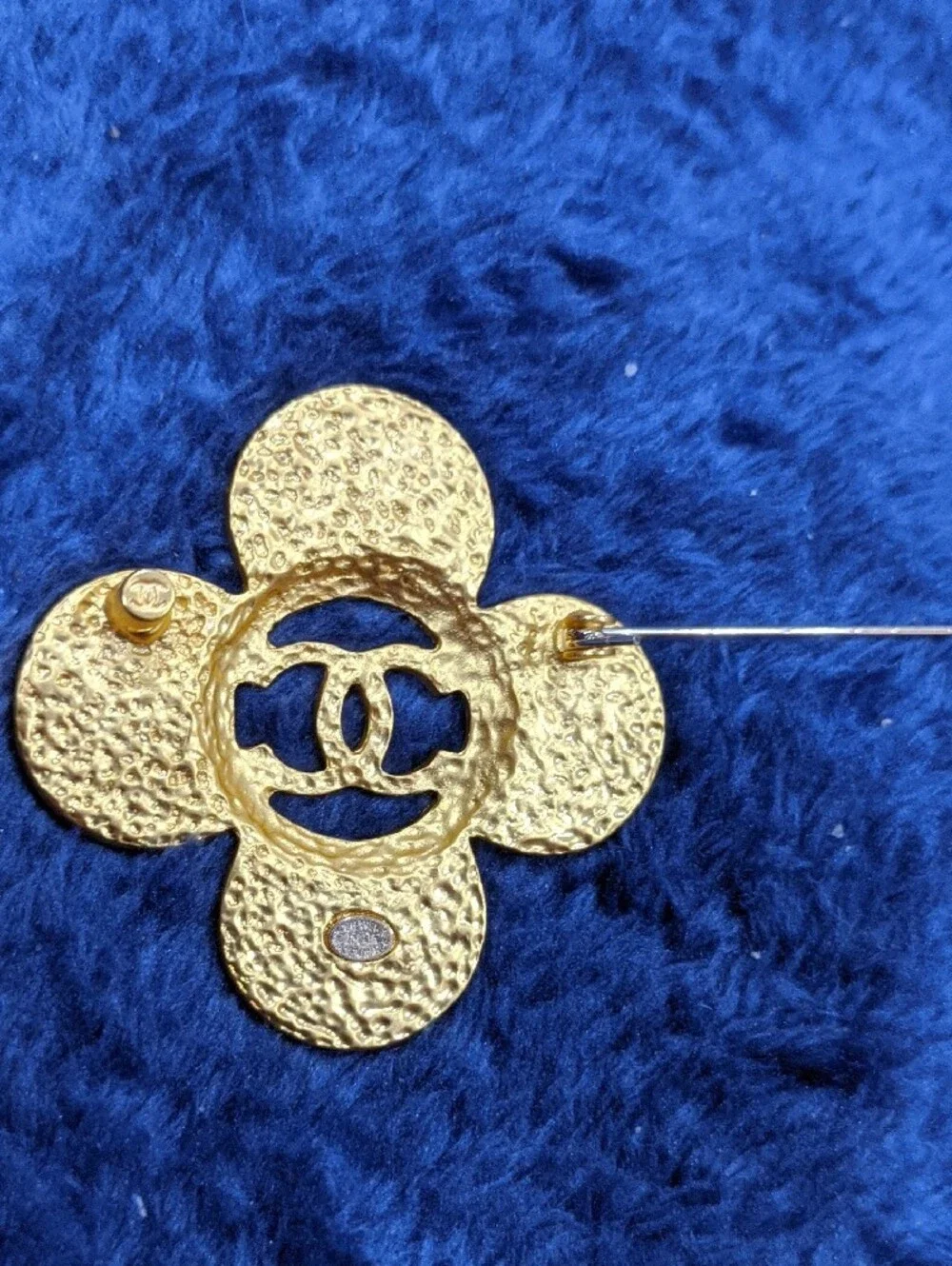 Modern Lux Gold Floral Coin Logo Brooch - Not Chanel